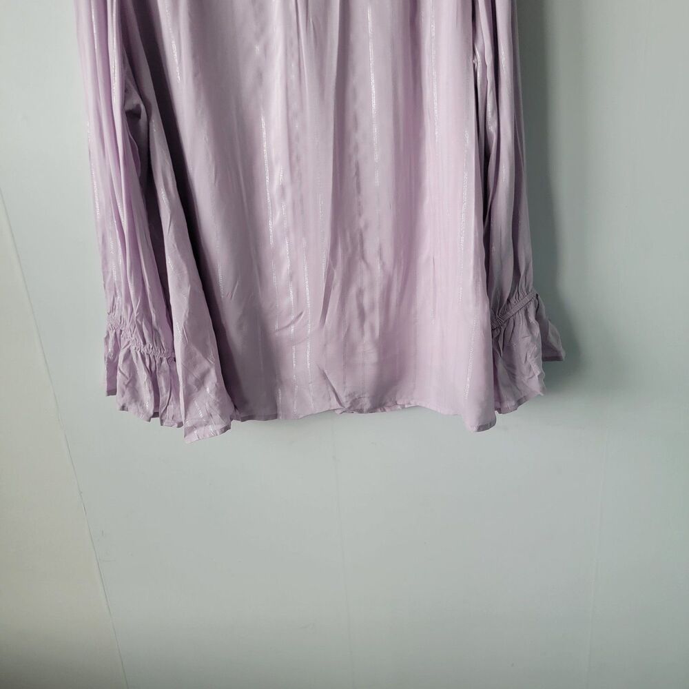 Lane Bryant womens Top sz 20 Purple Metallic Silver Stripe Long Sleeve Keyhole - Picture 4 of 8